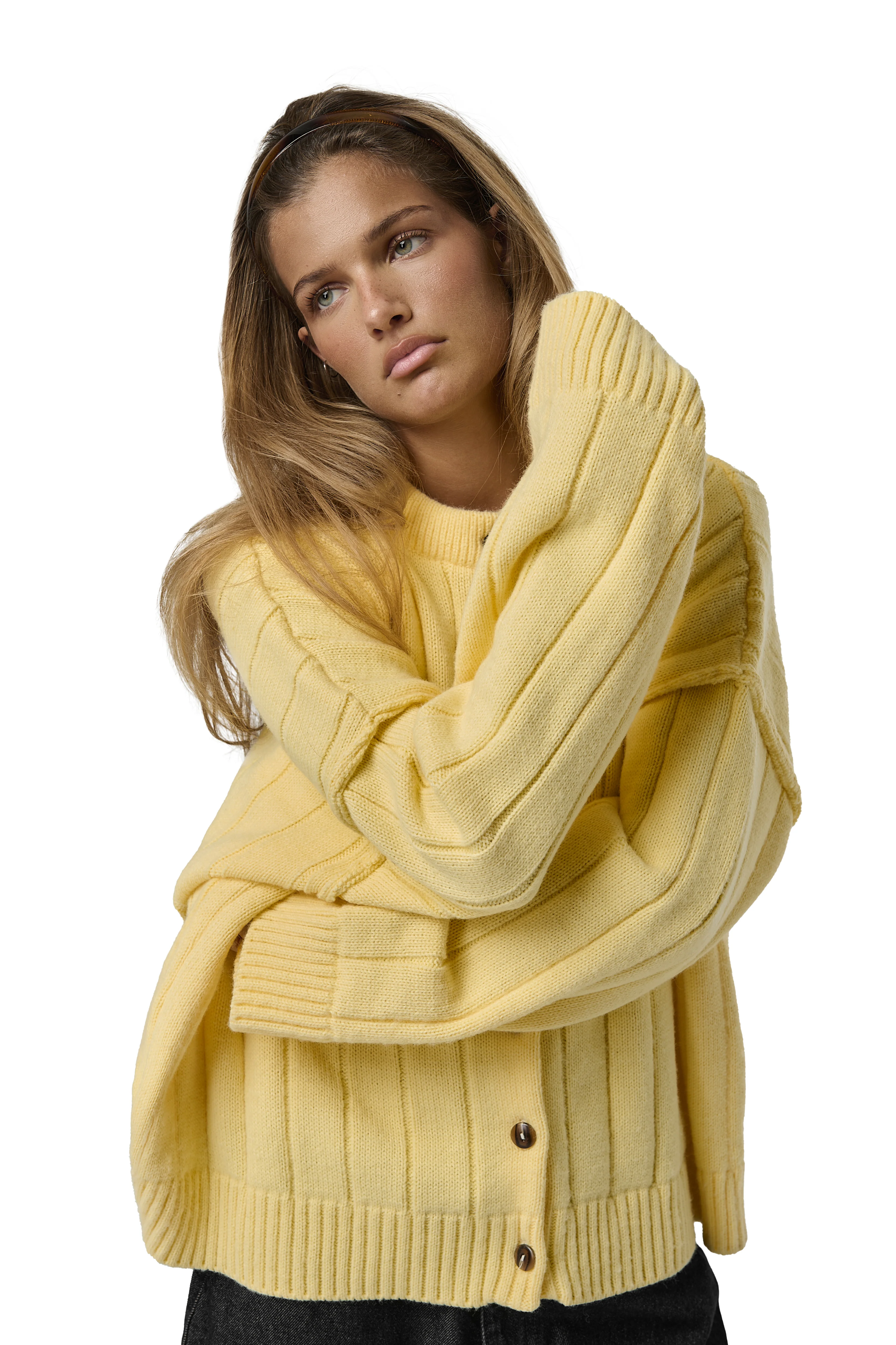 Bryant Button Cardigan in Yellow - Image 7